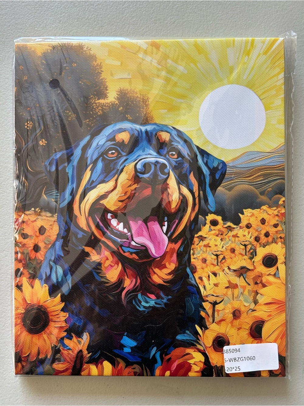 Sunflower Rottweiler Canvas Wall Art - Vibrant Yellow & Black